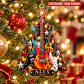 Rock Guitar Christmas Tree With Custom Name & Year - Personalized Acrylic Ornament - Christmas Gift For Guitarist & Music Lover