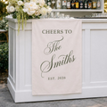 Custom Wedding Bar Runner Sign, Personalized Family Name Linen Decor, Signature Drink Wedding Sign