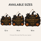 Salem Sanctuary For Wayward Cats - Personalized Family Name & Year Wood Sign - Witchy Halloween Cat Decor
