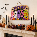 Boo Crew Ghosts With Custom Names - Personalized Wood Sign - Cute Halloween Door Decor For Family