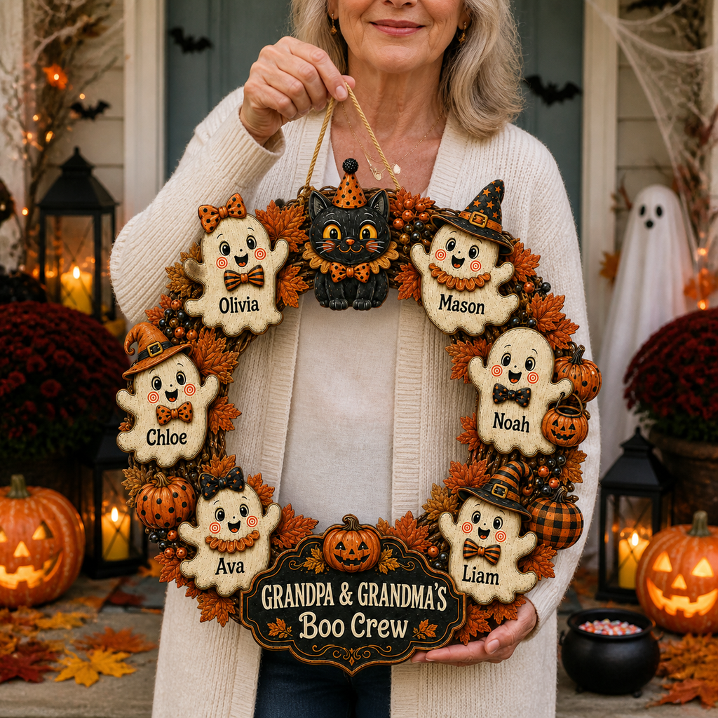 Personalized Halloween Wood Sign – Grandpa & Grandma’s Boo Crew