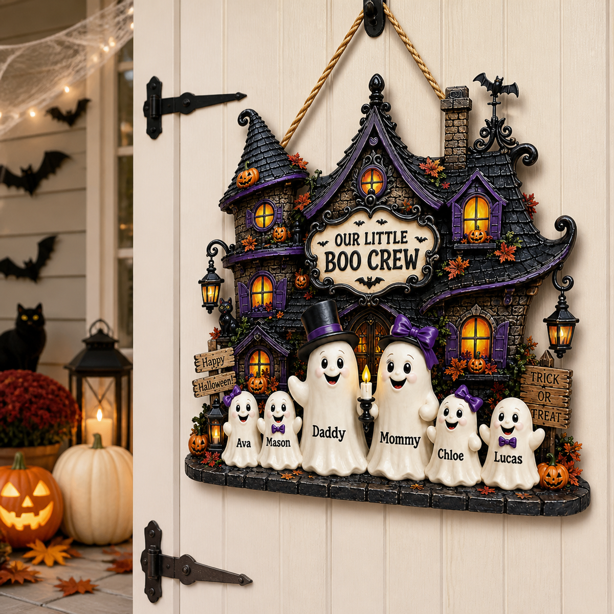 Personalized Haunted House Wood Sign – Our Little Boo Crew