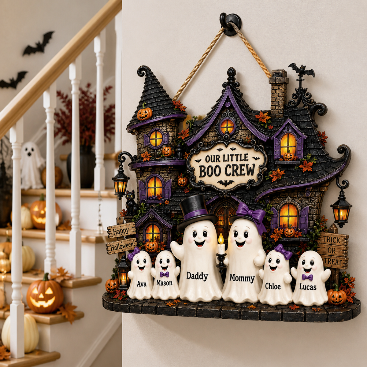 Personalized Haunted House Wood Sign – Our Little Boo Crew