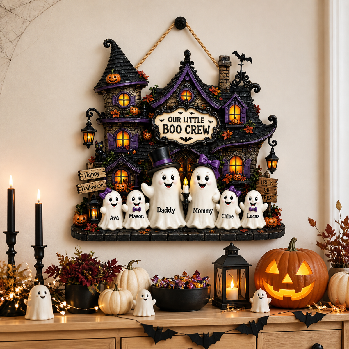 Personalized Haunted House Wood Sign – Our Little Boo Crew