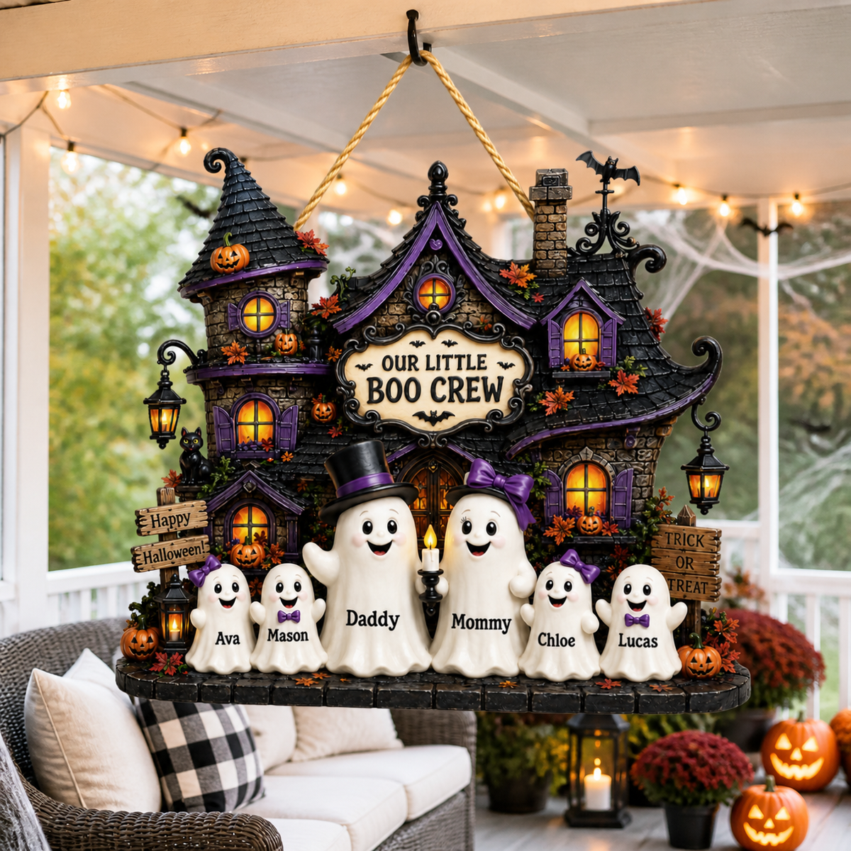 Personalized Haunted House Wood Sign – Our Little Boo Crew