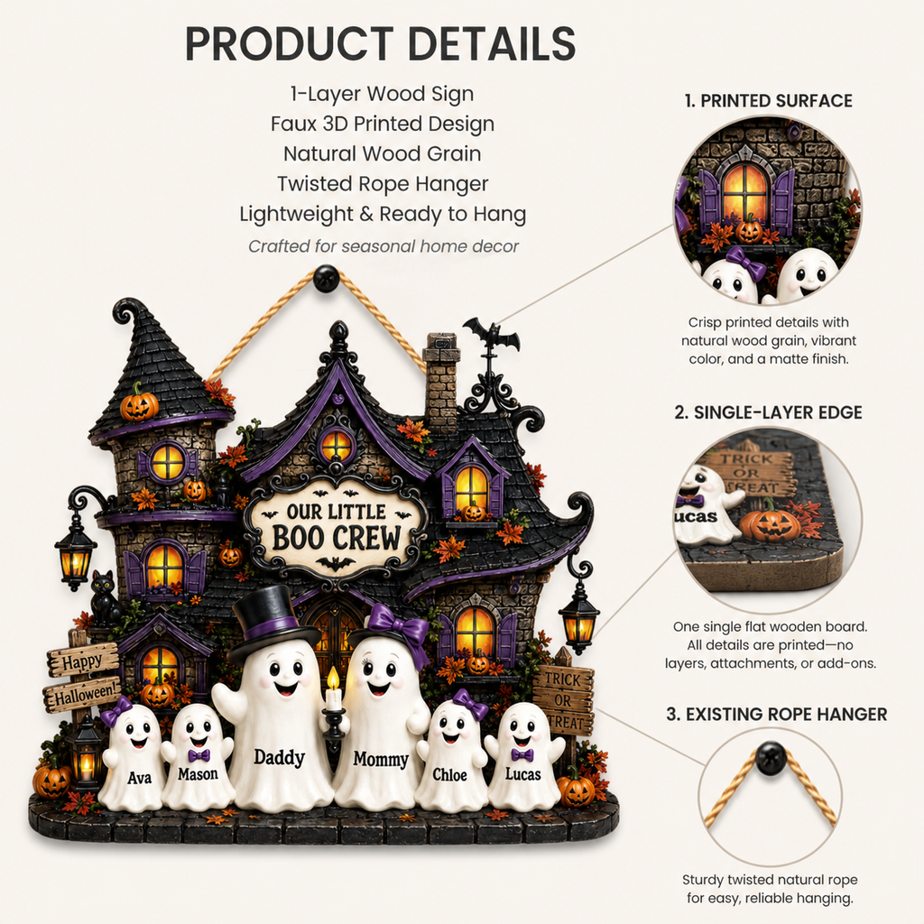 Personalized Haunted House Wood Sign – Our Little Boo Crew