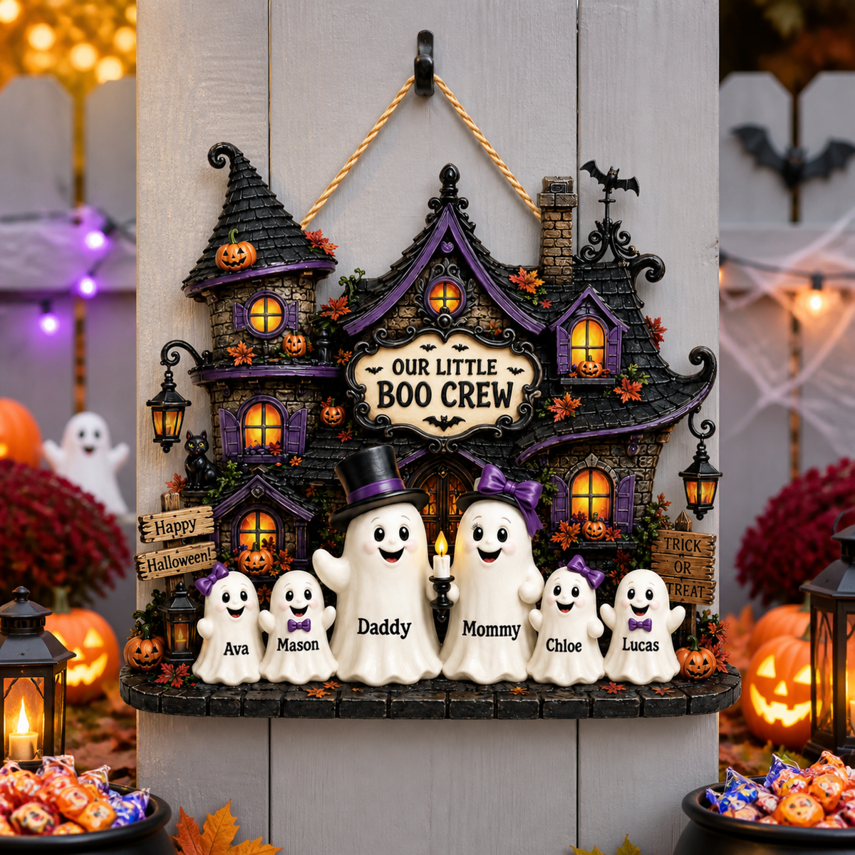 Personalized Haunted House Wood Sign – Our Little Boo Crew