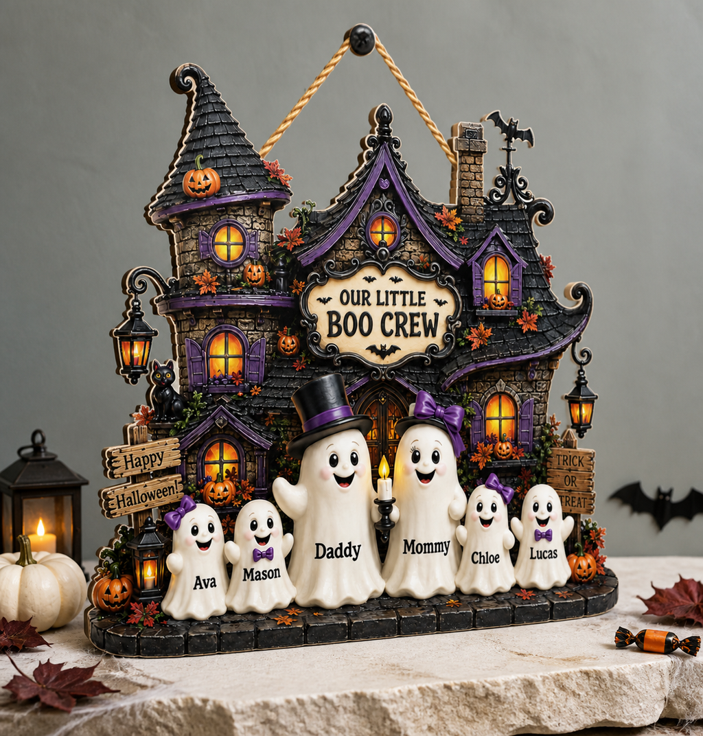 Personalized Haunted House Wood Sign – Our Little Boo Crew
